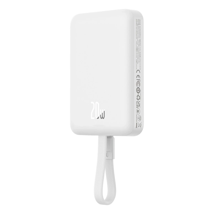 Powerbank Baseus Magnetic Mini MagSafe 10000mAh 20W z wbudowanym kablem Lightning 0.3m Biały