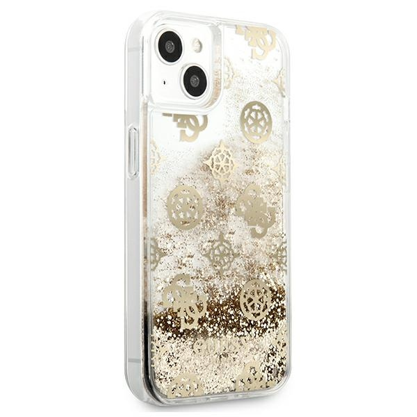 Etui GUESS Apple iPhone 13 Mini Peony Liquid Glitter Złoty Hardcase