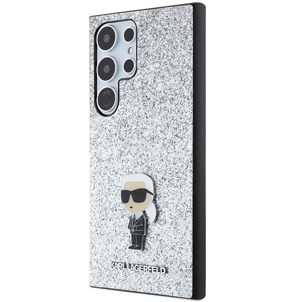 Etui Karl Lagerfeld KLHCS24LGCNPSG S24 Ultra S928 srebrny/silver hardcase Fixed Glitter Ikonik Logo Metal Pin Case