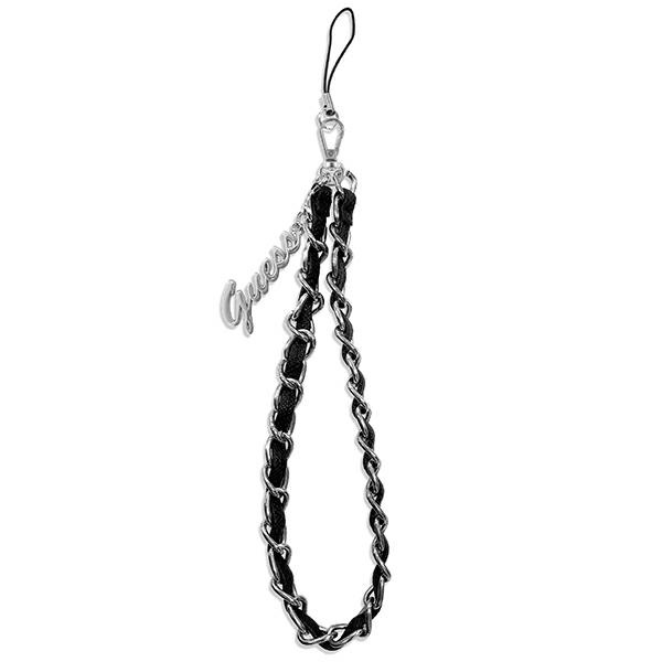 Zawieszka GUESS Phone Strap Chain Metal Logo Charm Czarny