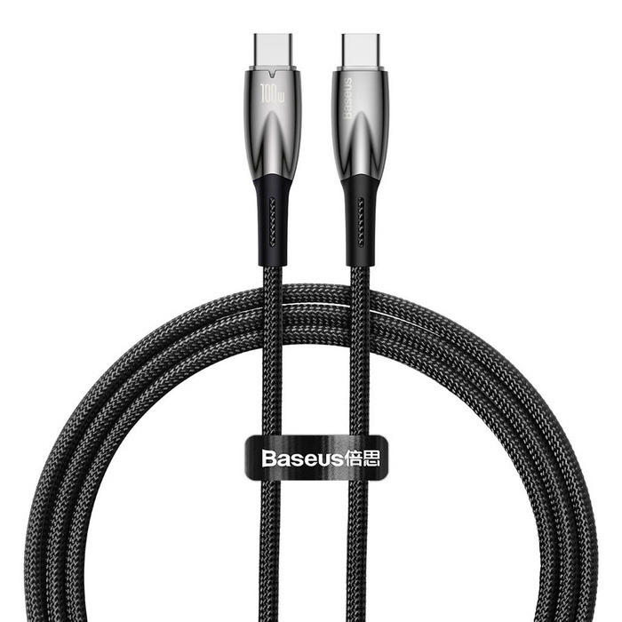Baseus Glimmer Series kabel z szybkim ładowaniem USB-C 480Mb/s PD 100W 1m czarny