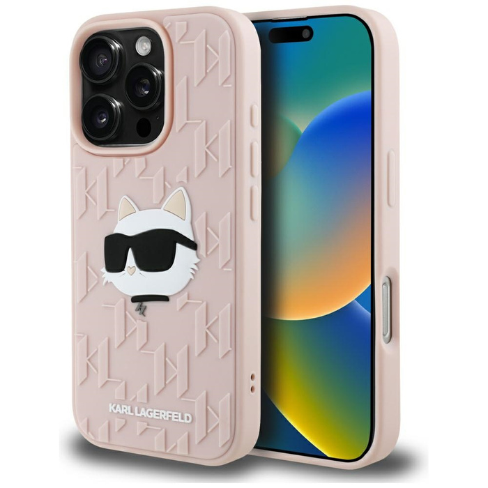 Etui Karl Lagerfeld 3D Rubber Monogram   & Choupette do iPhone 16 Pro Max różowy