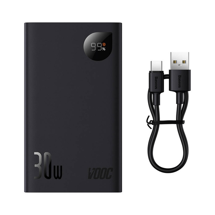 Baseus Adaman2 powerbank z wyświetlaczem cyfrowym 20000mAh 30W 2 x USB / 1x USB Typ C Power Delivery Quick Charge SCP, Oppo Super VOOC czarny (PPAD050101)