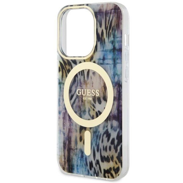 Etui Guess GUHMP14XHLEOPWB iPhone 14 Pro Max 6.7" niebieski/blue hardcase Leopard MagSafe Case