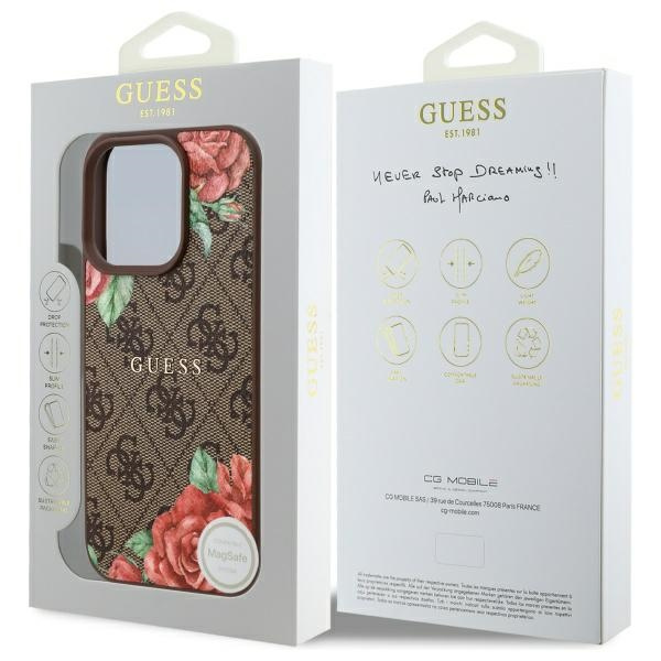 Guess GUHMP16XP4ROPEMCW iPhone 16 Pro     Max 6.9" brązowy/brown hardcase 4G Flowers Print MagSafe