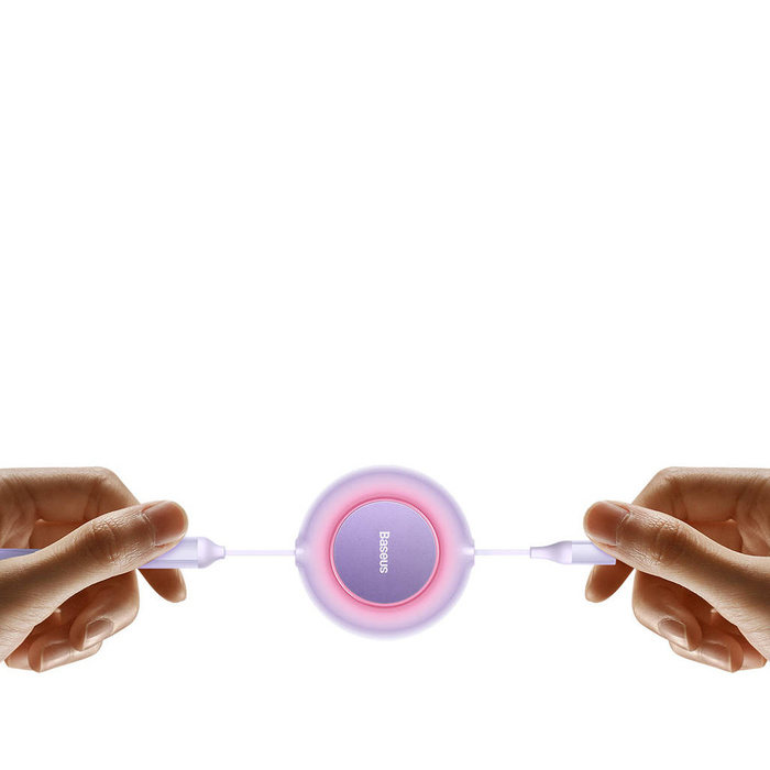 Baseus Bright Mirror 2 zwijany kabel przewód 3w1 USB Typ C - micro USB + Lightning + USB Typ C 3.5A 1.1m fioletowy (CAMJ010205)