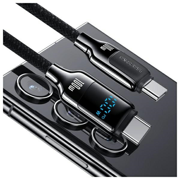 USAMS Kabel USB-C na USB-C 100W 1,2m      Digital Display Zinc Alloy Fast Charging Data Cable HX Series SJ742USB01 (US-SJ742)