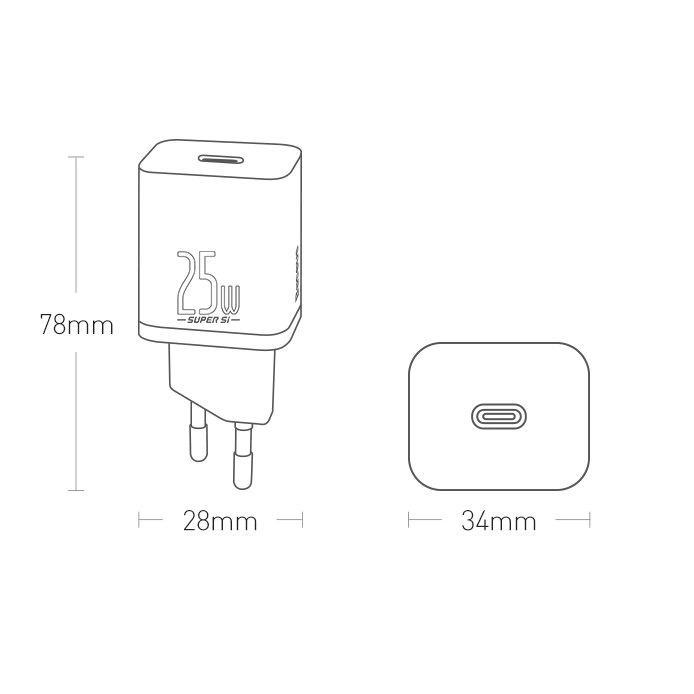 Baseus Super Si 1C szybka ładowarka USB Typ C 25W Power Delivery Quick Charge biały (CCSP020102)