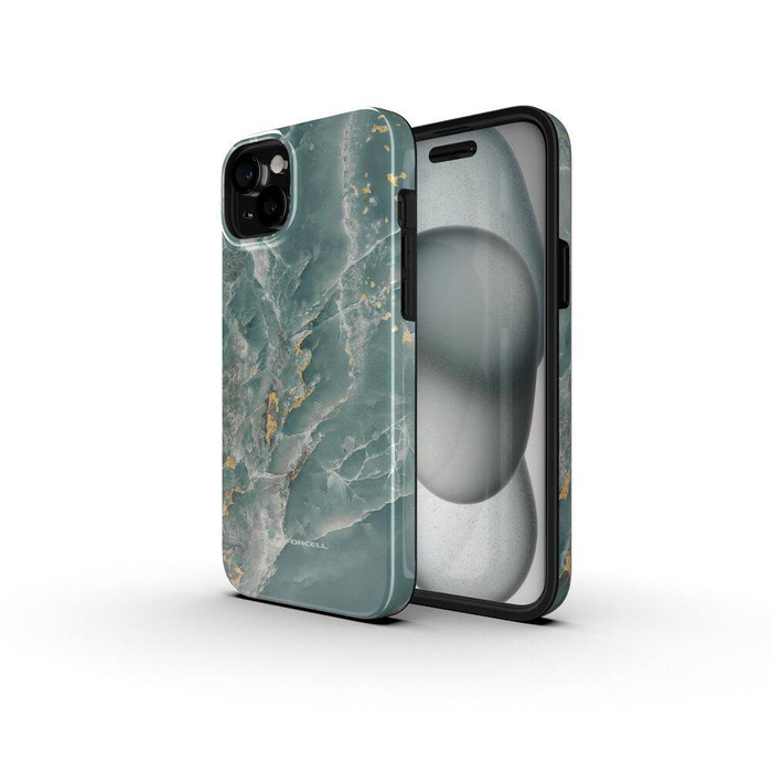 Etui na iPhone 16 PLUS Forcell F-Protect Mirage zgodny z MagSafe Military Drop-Test green marble