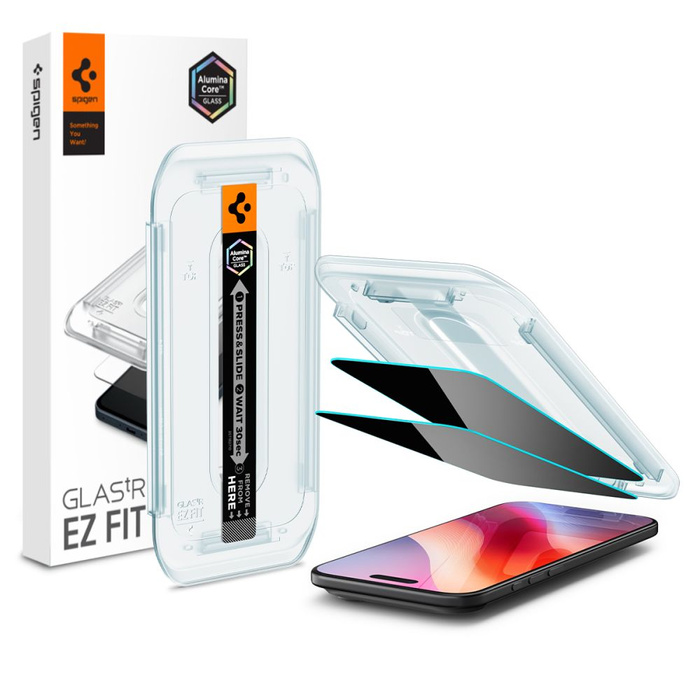 SZKŁO PRYWATYZUJĄCE SPIGEN IPHONE 17 AIR GLAS.TR ”EZ FIT” 2-PACK PRIVACY