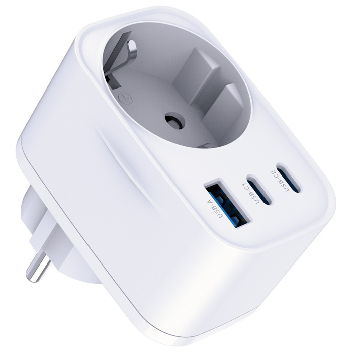 Adapter sieciowy 3MK Hyper Comfort       Charger 30W 1xUSB-A 2xUSB-C 1xSchuko PD QC3.0 biały