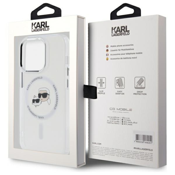 Karl Lagerfeld KLHMP14XHLSKCH iPhone 14 Pro Max 6.7" biały/white hardcase IML Metal Karl&Choupette Head MagSafe