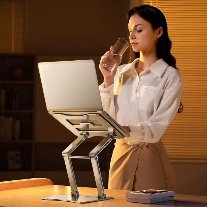 Podstawka pod laptopa Wozinsky WRS-CPY75DSS aluminiowa + Gratis! podstawka do smartfona - srebrna