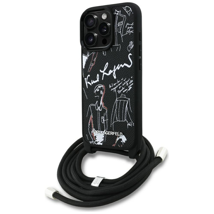 Etui Karl Lagerfeld iPhone 16 Pro Crossbody Grained Pattern & Logo Czarny
