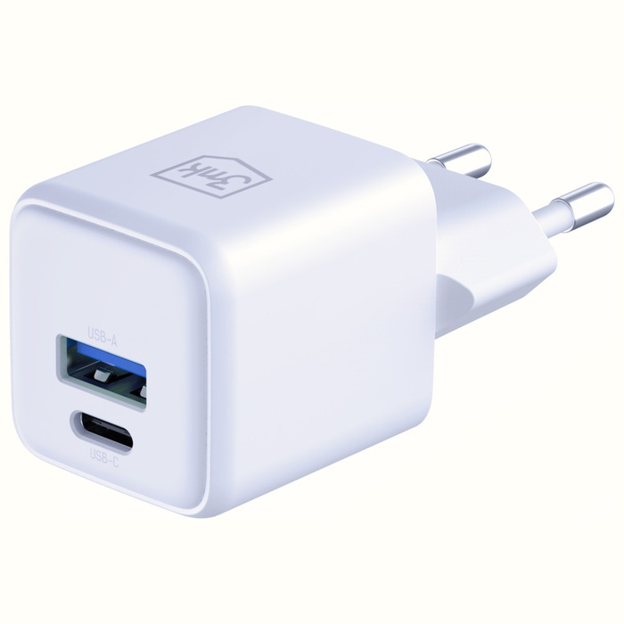 Ładowarka sieciowa 3MK Hyper GaN Charger 20W 1xUSB-A 1XUSB-C PD QC4+ biały