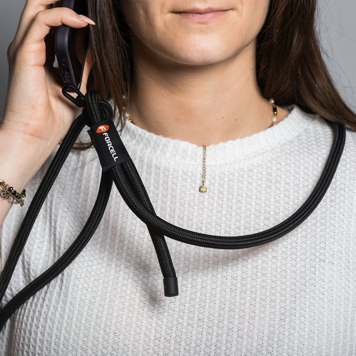 Smycz do telefonu crossbody z regulacją długości Forcell F-Design S10X165 (max 82,5cm w pętli) czarna