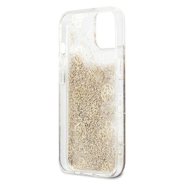 Etui GUESS Apple iPhone 13 Mini Peony Liquid Glitter Złoty Hardcase