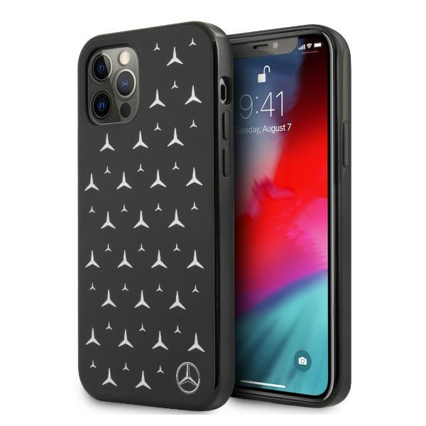 Etui MERCEDES Apple iPhone 12 Pro Max Silver Stars Pattern Czarny Hardcase