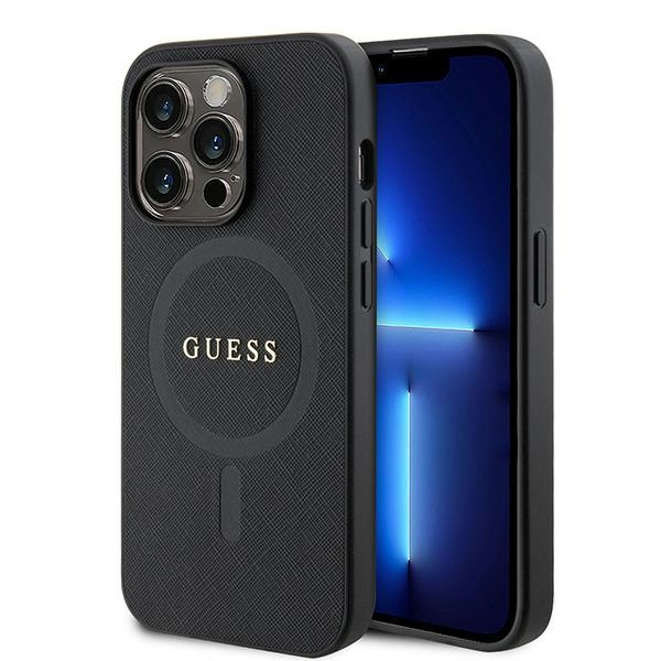 Etui Guess GUHMP15LPSAHMCK iPhone 15 Pro 6.1" czarny/black hardcase Saffiano MagSafe Case