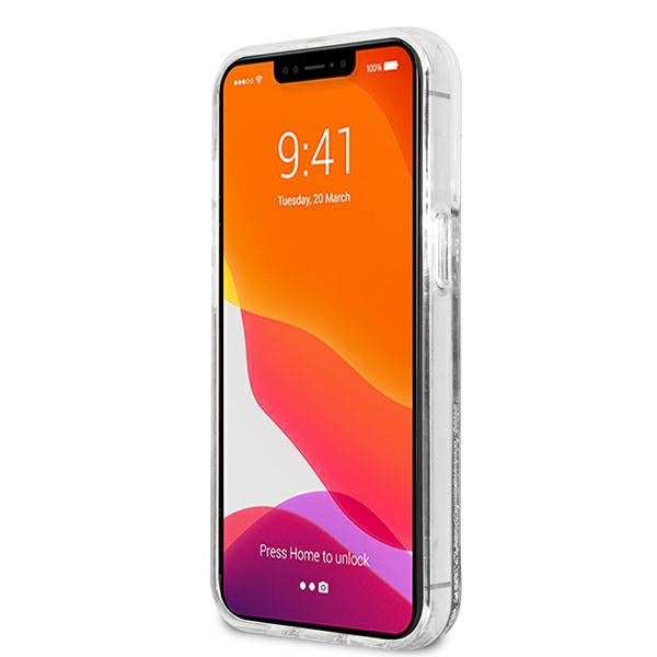 Etui KARL LAGERFELD Apple iPhone 13 Pro Max Liquid Glitter Karl&Choupette Srebrny Hardcase