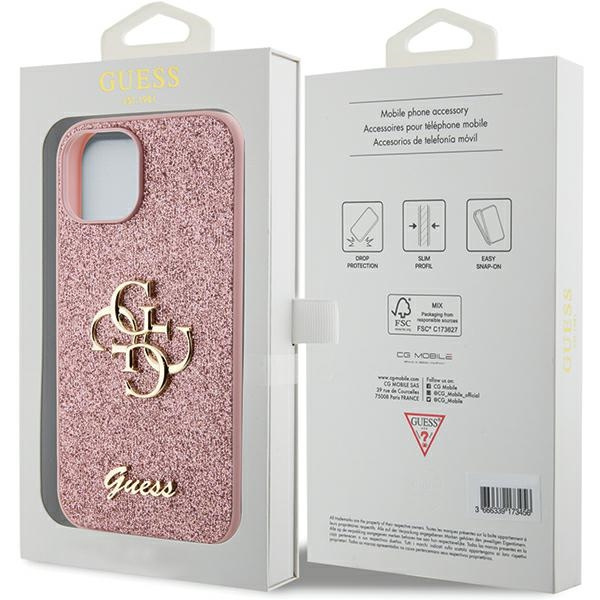 Etui Guess GUHCP15MHG4SGP iPhone 15 Plus 6.7" różowy/pink hardcase Glitter Script Big 4G Case