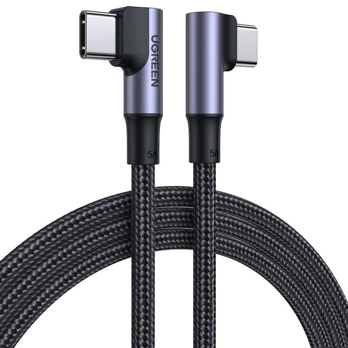 Ugreen kątowy kabel USB Typ C - USB Typ C Quick Charge Power Delivery 100 W 5 A 2 m czarny (US335 70698)