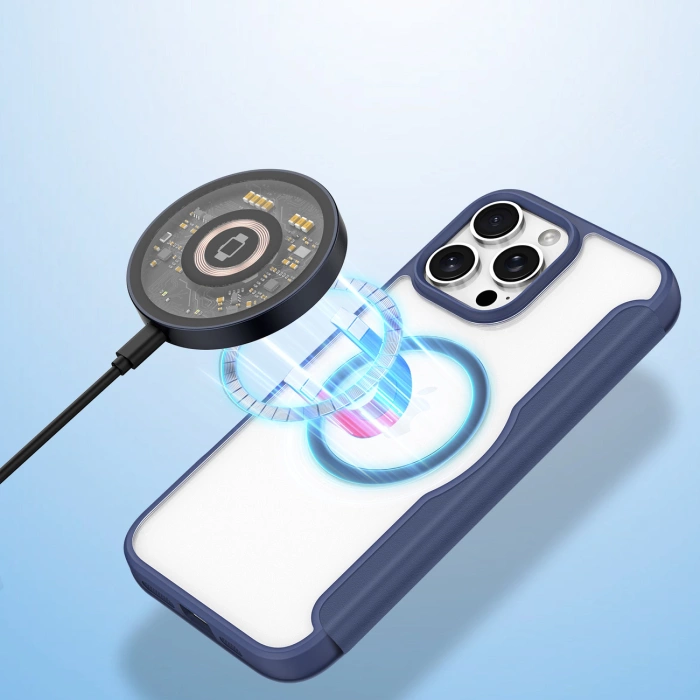 Etui Dux Ducis Skin X Pro na iPhone 16 Pro Max z MagSafe i klapką - niebieskie