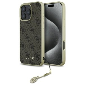 Etui Guess iPhone 16 Pro brązowy/brown hardcase 4G Charms Collection