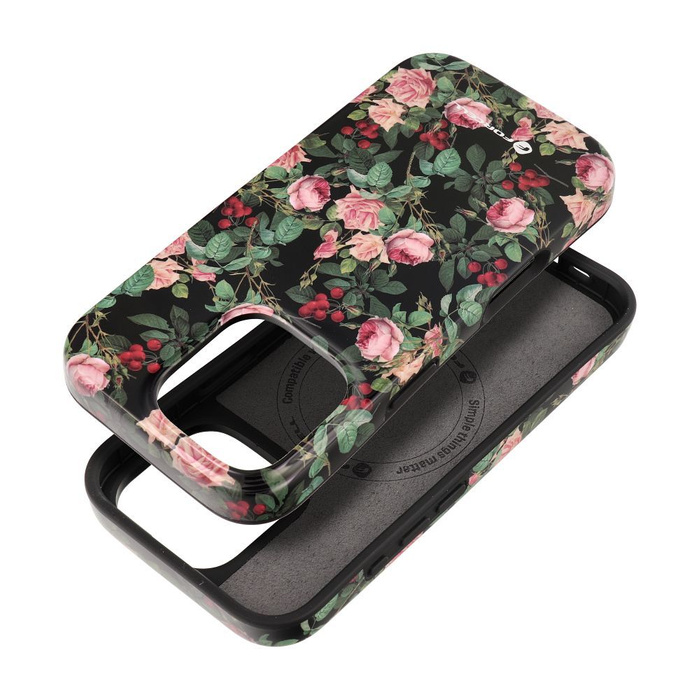 Etui na iPhone 16 PRO Forcell F-Protect Mirage zgodny z MagSafe Military Drop-Test rose drama