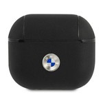 Etui BMW Apple AirPods 3 Cover Geniune Leather Silver Logo Czarny Case