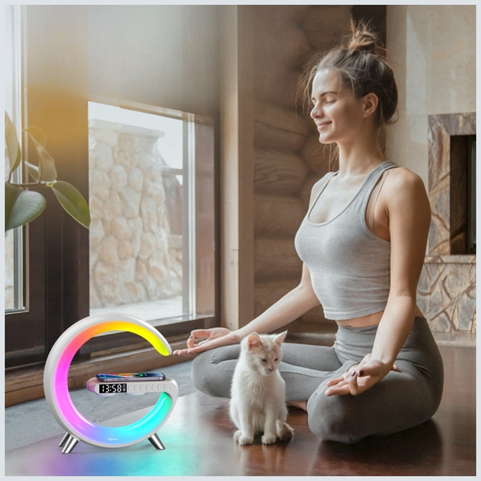 Wielofunkcyjna Lampka MajesticLine       z budzikiem i głośnikiem bluetooth biały