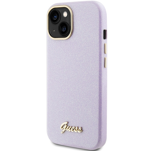 Etui Guess GUHCP15SPGMCSL iPhone 15 6.1" liliowy/lilac hardcase Glitter Glossy Script
