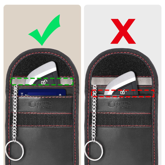 KLATKA FARADAYA TECH-PROTECT KLR100 POUCH KEYLESS RFID SIGNAL BLOCKER CASE BLACK/RED