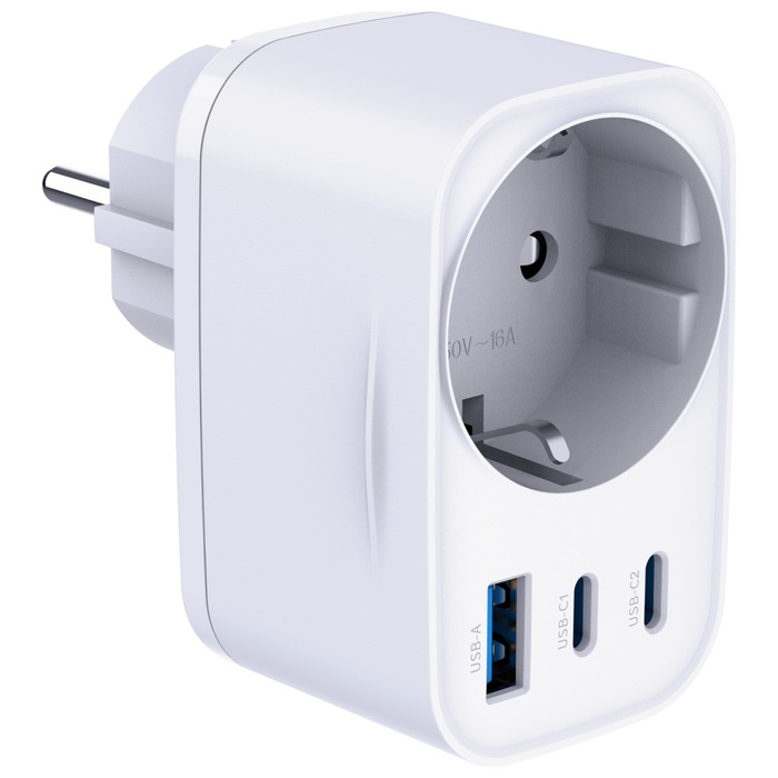 Adapter sieciowy 3MK Hyper Comfort       Charger 30W 1xUSB-A 2xUSB-C 1xSchuko PD QC3.0 biały