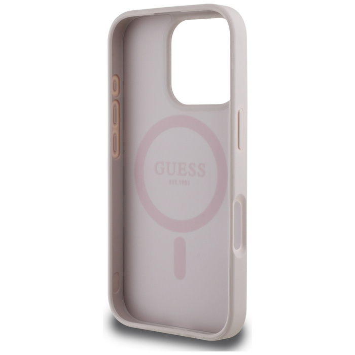 Etui Guess 4G Circle Classic Logo        MagSafe do iPhone 16 Pro Max różowy