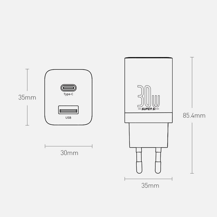[PO ZWROCIE] Baseus Super Si Pro szybka ładowarka USB / USB Typ C 30W Power Delivery Quick Charge czarny (CCSUPP-E01)