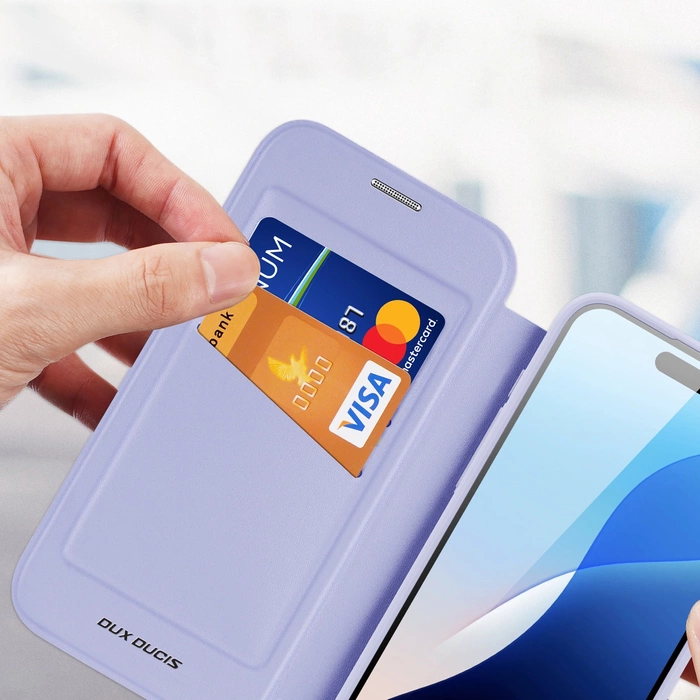 Etui Dux Ducis Skin X Pro na iPhone 16 Pro z MagSafe i klapką - fioletowe