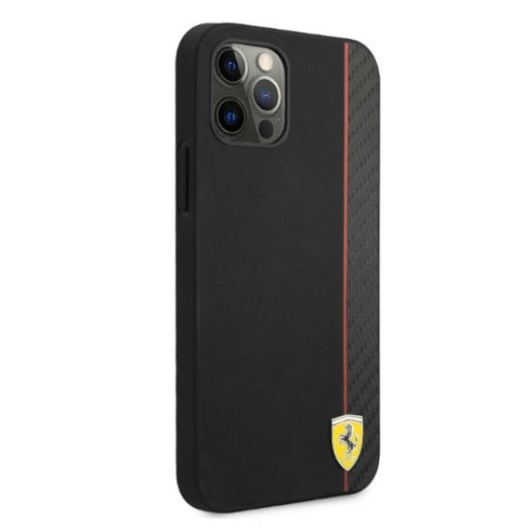 Etui FERRARI Apple iPhone 12 Pro Max On Track Carbon Stripe Czarny Hardcase