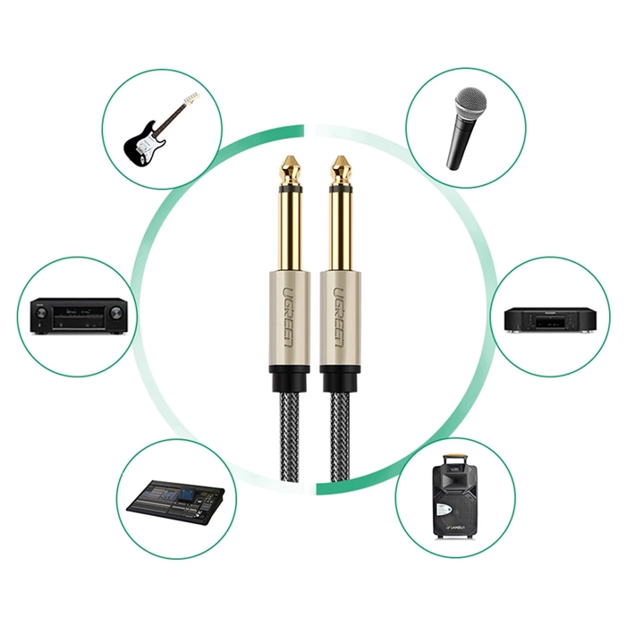 Kabel UGREEN Jack 6.35 mm AV128 2m Szary