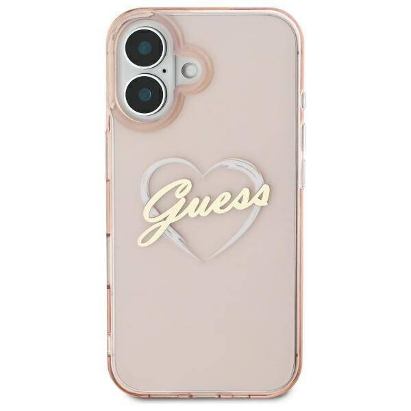 Etui Guess iPhone 16 6.1" różowy/pink hardcase IML Heart