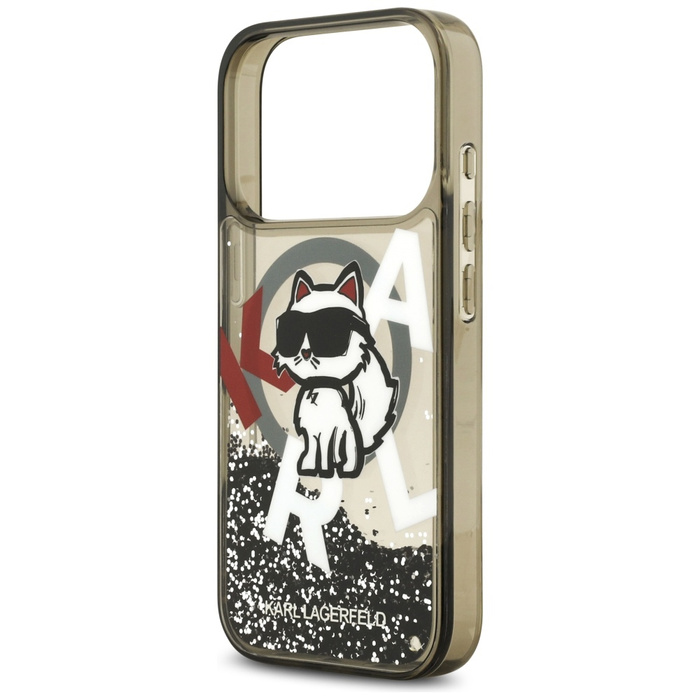 Etui Karl Lagerfeld Liquid Glitter       Choupette Logo MagSafe do iPhone 17 Pro czarny