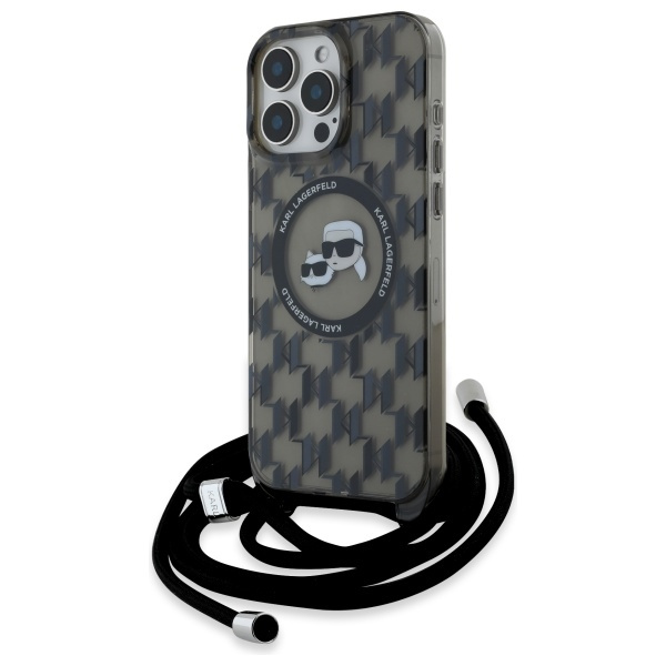 Etui Karl Lagerfeld iPhone 16 Pro Max 6.9" czarny/black hardcase IML Crossbody Monogram Karl & Choupette Head MagSafe