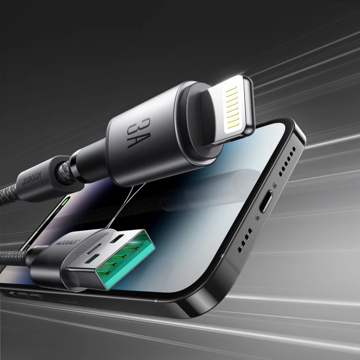 Kabel Joyroom S-A50 Unlimited Series 3A USB-A - Lightning z organizerem magnetycznym 1,2m - szary