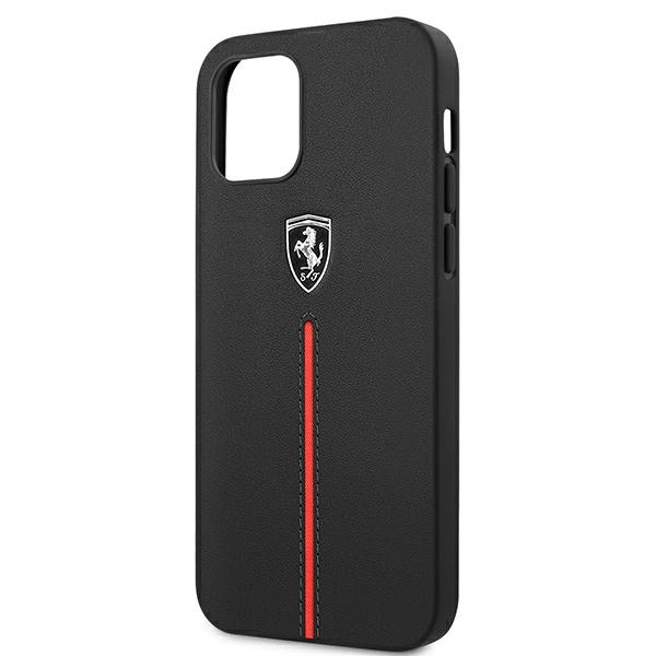 Etui FERRARI Apple iPhone 12 Pro Max Off Track Leather Nylon Stripe Czarny Hardcase