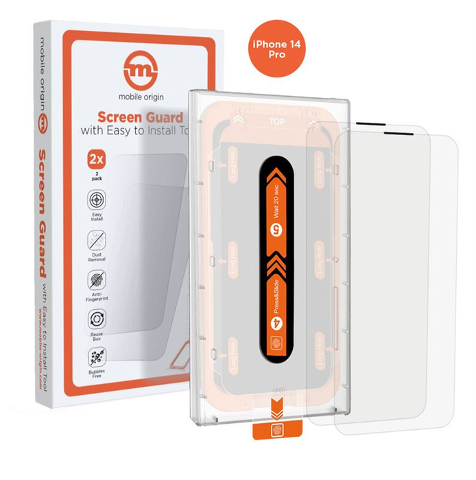 Mobile Origin Screen Guard iPhone 14 Pro with easy applicator, 2 pack