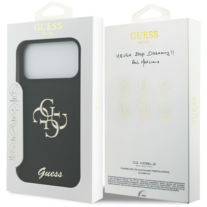 Etui Guess Silicone Big 4G Script do     iPhone 17 Pro Max czarny