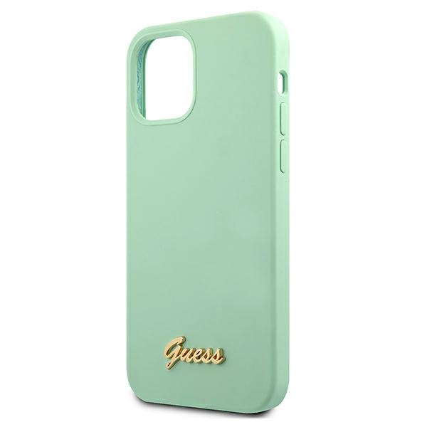 Etui GUESS Apple iPhone 12 Mini Metal Logo Script Zielony Hardcase