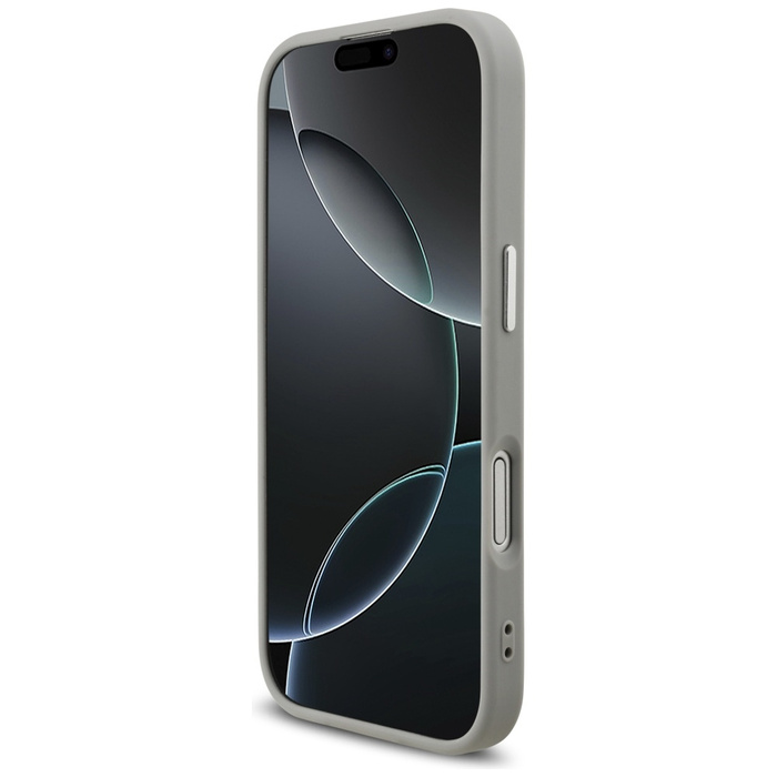 Etui Guess Glitter Triangle Logo MagSafe do iPhone 17 srebrny