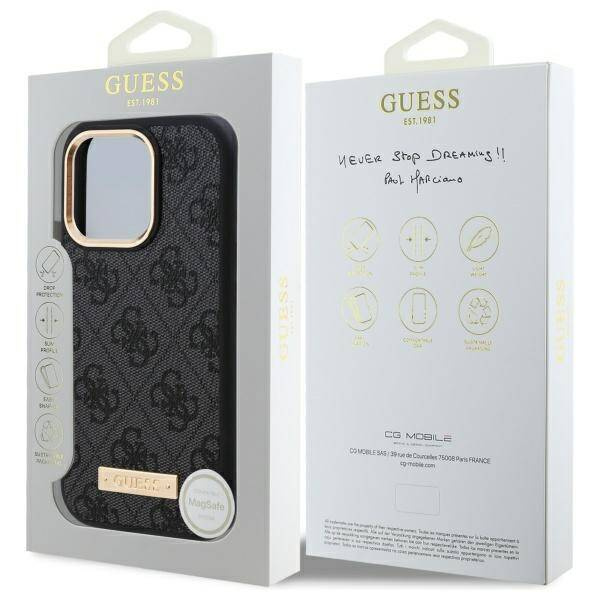 Etui Guess iPhone 16 Pro Max 6.9" czarny/black hardcase 4G Logo Plate MagSafe