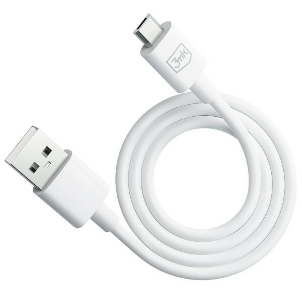 3MK Hyper Cable USB-A - Micro USB 1.2m 5V 2,4A Biały/White Kabel